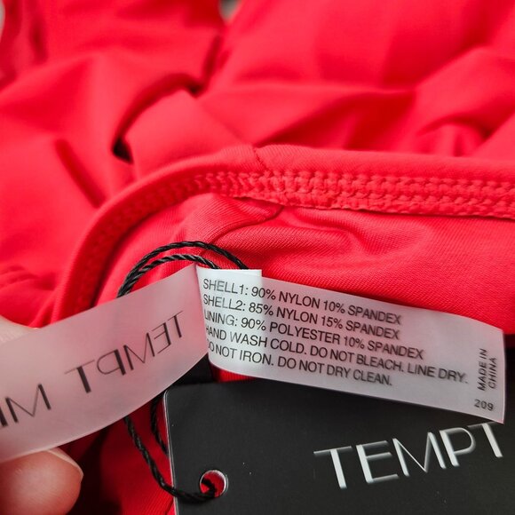 Tempt Me Womens Red One Piece Swimsuit Size XXL Ruched Tummy Control & Cutout - Picture 10 of 10